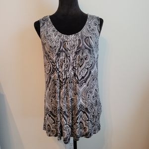 Croft&Barrow gray paisley sleeveless top sz S
